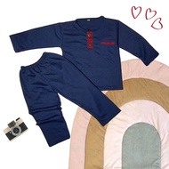 setelan anak piyama terbaru laki laki perempuan set polos anak kiano kancingan usia 1-5 tahun