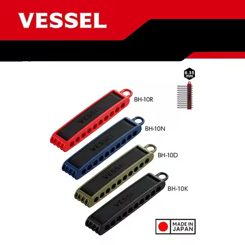 VESSEL 1/4" Driver Bit Holder For 5 Bits /10 Bits, Screwdrivers Bits Holder Available in Many Colors