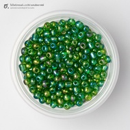 Sand Beads Size 4 Mm. Dark Green Transparent Iridescent