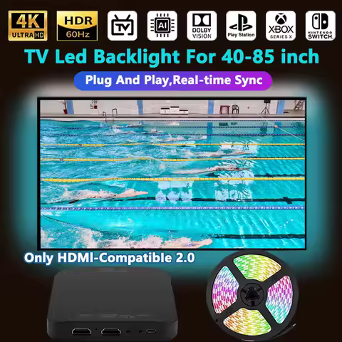 Color Real-Time Sync Ambient TV Backlight For 40-85Inch LED Light Strip HDMI-Compatible 2.0 Device S