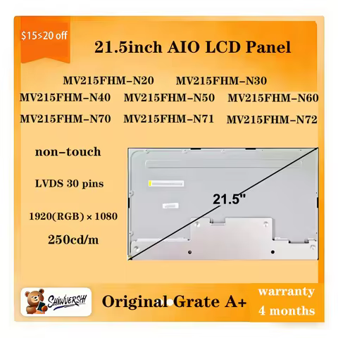 Original New A+ 21.5" LCD Screen MV215FHM N20 N30 N40 N50 N60 N70 N71 N72 30 pins 1920(RGB)x1080 FHD
