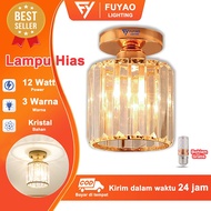FUYAO LIGHTING Aesthetic Round Crystal Decorative Lamp Includes 3 Color Bulbs