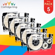 5PK for Casio XR-9WE Label Tape Black on White 9mm*8m Compatible for Casio KL-60 KL-120 KL-300 CW-L3
