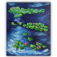 acrylic painting picture water lilies pond picture