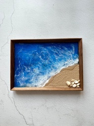 海洋風黑胡桃木日式長方形收納置物中托盤