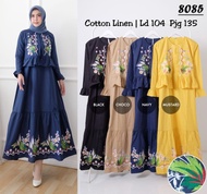 baju dress gamis cantik muslim motif bunga terlaris kd8085