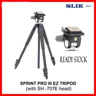 Slik Sprint Pro III EZ Travel Tripod with SH-707E 2-Way Pan Head (Matte Black)