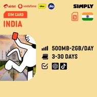 SIMPLY India | 5-20 Days | Daily:500MB - 2GB + Unlimited Data SIM Card | Plug and Play