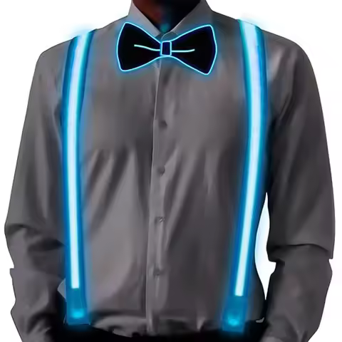 glowing Men's LED suspenders and luminous Bow Tie Adjustable Elastic Flashing Led Clothing for night