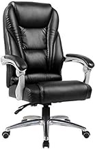 Computer Chair Executive And Ergonomic Swivel Chair Cushion High Back Boss Chair Height Adjustable Leather Office Chair For Office Living Room LEOWE (Color : Black)