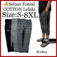 Seluar Futsal Cotton Lelaki 3 suku/ 3 Quarter Pants for Men/ Seluar Futsal/ Tracksuit 3 Quarter/ Seluar Sukan(Cotton)