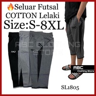 Seluar Futsal Cotton Lelaki 3 suku/ 3 Quarter Pants for Men/ Seluar Futsal/ Tracksuit 3 Quarter/ Sel