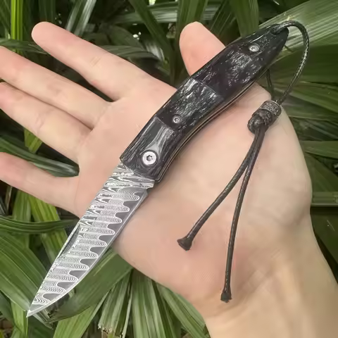 Black Bull Horn Handle VG 10 Maersk Steel Knife Outdoor Camping Folding Knife Portable Work Knife