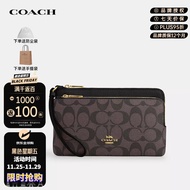 蔻驰（COACH）奢侈品经典老花深棕色手拿零钱包CU920IMAA8【品牌授权直供】
