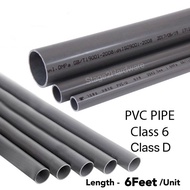 6Feet 15MM 1/2'' 20MM 3/4'' 25MM 1'' PVC PIPE PAIP AIR KELABU CLASS D Class 6 灰喉 PVC PAIP TEBAL PAIP