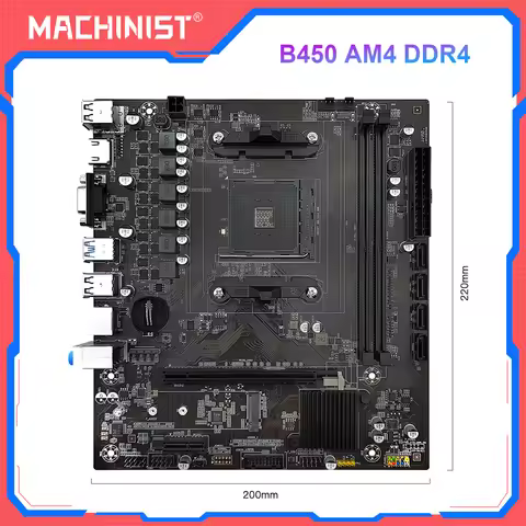 MACHINIST B450 Motherboard AMD Processor DDR4 Memory Dual-channel AM4 Mainboard NVME M.2 (Supports R