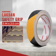 TaffPACK Anti-Slip Safety Grip Tape 0.65mm Strong Traction 5Mx2.5cm - Black/Yellow