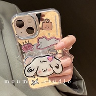 Huiwanju cartoon cute mirror puppy suitable for 14ip13 mobile phone case 12promax female 11 free diamond sticker
