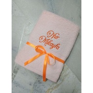 Tuala mandi baby/ budak sulam nama. Personalized embroidered kids bath towel.