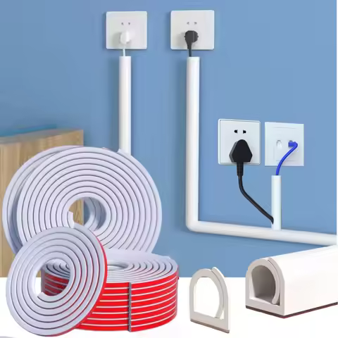 1PC Bond Cord Covers for Wires on Floor Self-Adhesive Rubber Cable Hider Floor Strips，Cable Manageme