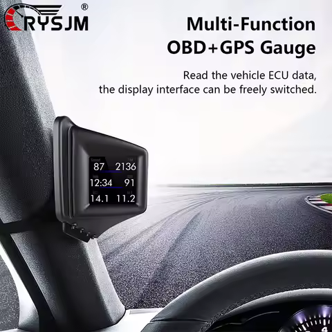 P8 OBD Car HUD Large Font Head Up Display Oil Temp Gauge Speed RPM Voltage Water Temp Clock Fuel Con