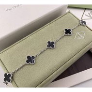 Vca 18k gold veined Onyx multi-flower clover bracelet Female classic bracelet light luxury premium b