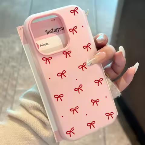 Cute Red Bow Print 2-in-1 Matte Jelly Phone Case For Xiaomi Redmi 14C 4G 13C Note 14 13 12 Pro Plus 