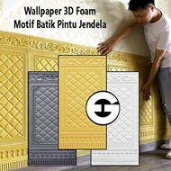 WA Wallpaper 3D Foam Sticker Batik Motif Door Window Wall Paper Sticker Foam Sticker