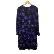 Akris Dress yellow silk purple Women Long Flower pattern black sleeves Direct from Japan Secondhand