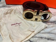 Authentic Salvatore Ferragamo Gold Buckle Brown Color Leather Belt  原裝正版男裝 菲拉格慕 金色大皮帶扣 啡色真皮 皮帶  清屋出售