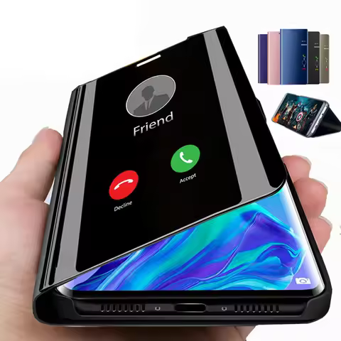 Smart Mirror Flip Phone Case For Samsung Galaxy S10 S20 S21 S22 S23 S24 Ultra Plus FE Note 10 20 Lit