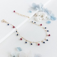 藍寶石 + 紅寶石 x 14KGF手鍊