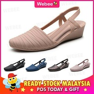 Ready Stock 🎁WEEBEE Jelly Shoes Fashion Korean Slope Low Heel