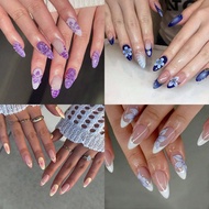 96pcs(4mixed ) 3D Three-Dimensional Gelnail Makes Flower Nails With Rhinestones Design Long Almond F