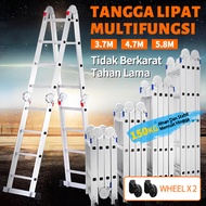 LENODI Tangga Lipat 5.8 Meter Paduan Aluminium Teleskopik Tangga Teleskopik Multifungsi