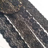 Elastic lace, black, size 5cm to 10cm (3 meter cord)