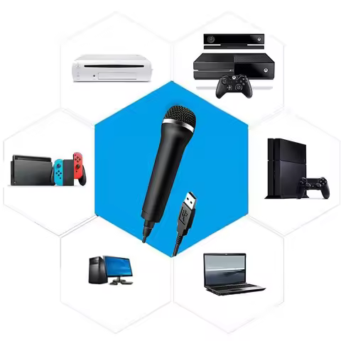 Universal USB Wired Microphone Karaoke Mic for PlayStation 4 Switch Wii Xbox PC