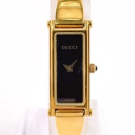 【日本直送 中古美品】グッチ GUCCI 腕時計 1500L ステンレススチール ゴールド ブラック文字盤 クオーツ ヴィンテージ