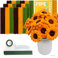 Yellow Sunflower Fuzzy Wire Flower Set 100pcs Assorted,  Flower Making Kit Bouquet, Arts And Craft S
