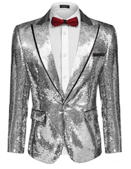 COOFANDY Mens Sequin Blazer Tuxedo Party Prom Wedding Tuxedo One Button Jacket