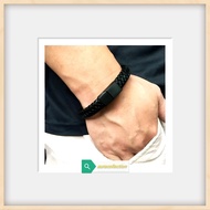 Men's Woven Leather Bracelet / Handmade Stainless Steel Bracelet Woven Motif Leather Bracelet