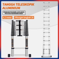 tangga lipat / Tangga Teleskopik 3.8/5/6.2M Double Telescopic Ladder 5.4 Meter Aluminium Alloy Tangg