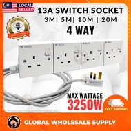 SIRIM 4WAY Bakelite Portable Extension Socket Outlet Extension Plug w/ 40076(1mm)x3C Pure Copper Cab