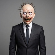 Scary Smiling Face Mask, Spooky Halloween Headwear, Demon/Ghost Latex Mask, Trick-or-Treat Party Pra
