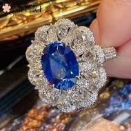 ♥ Original Luxury Colorful Treasure Design Sapphire Ring Girls Silver Necklace Jewelry Set All-Match Classy Exquisite silver 925 original ring for women rings men korean jewelry cincin lelaki cincin perempuan couple cincin emas korea 戒指