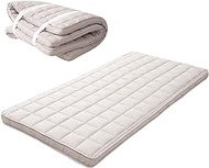 EMOOR Japanese Padded Futon Mattress Machi Full Gray, Gusset Foldable Storable Elastic Bands Floor Sleeping Guest Bed Tatami Mat