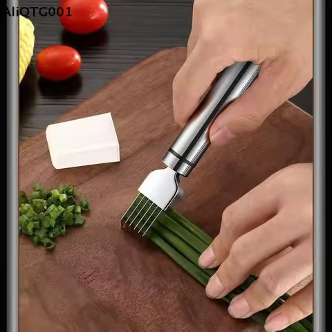 Stainless Steel Portable Kitchen Tool - Vegetable Garlic Cutter Speedy Chopper Green Onion Slicer Si