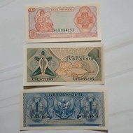 (GRESS) Set 1 rupiah uang kuno rp 1 sudirman 1968 rp 1 suku bangsa