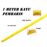 Wood Ruler 100cm 1 Meter with Handle/ pembarus Kayu Panjang 1 meter / Pembaris Tukang Jahit