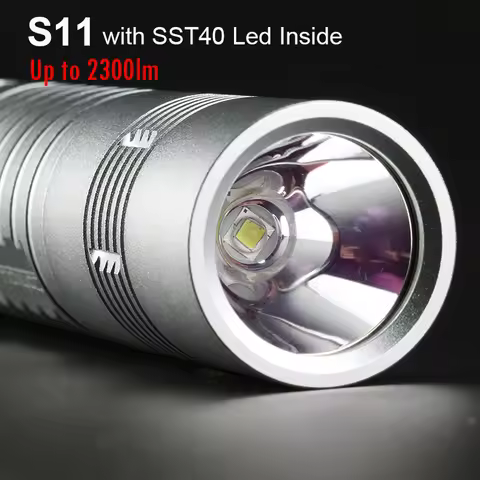 Silver Flashlight Convoy S11 with SST40 Led Inside 2300lm Tactical Flash Light Torch 26650 Lantern C